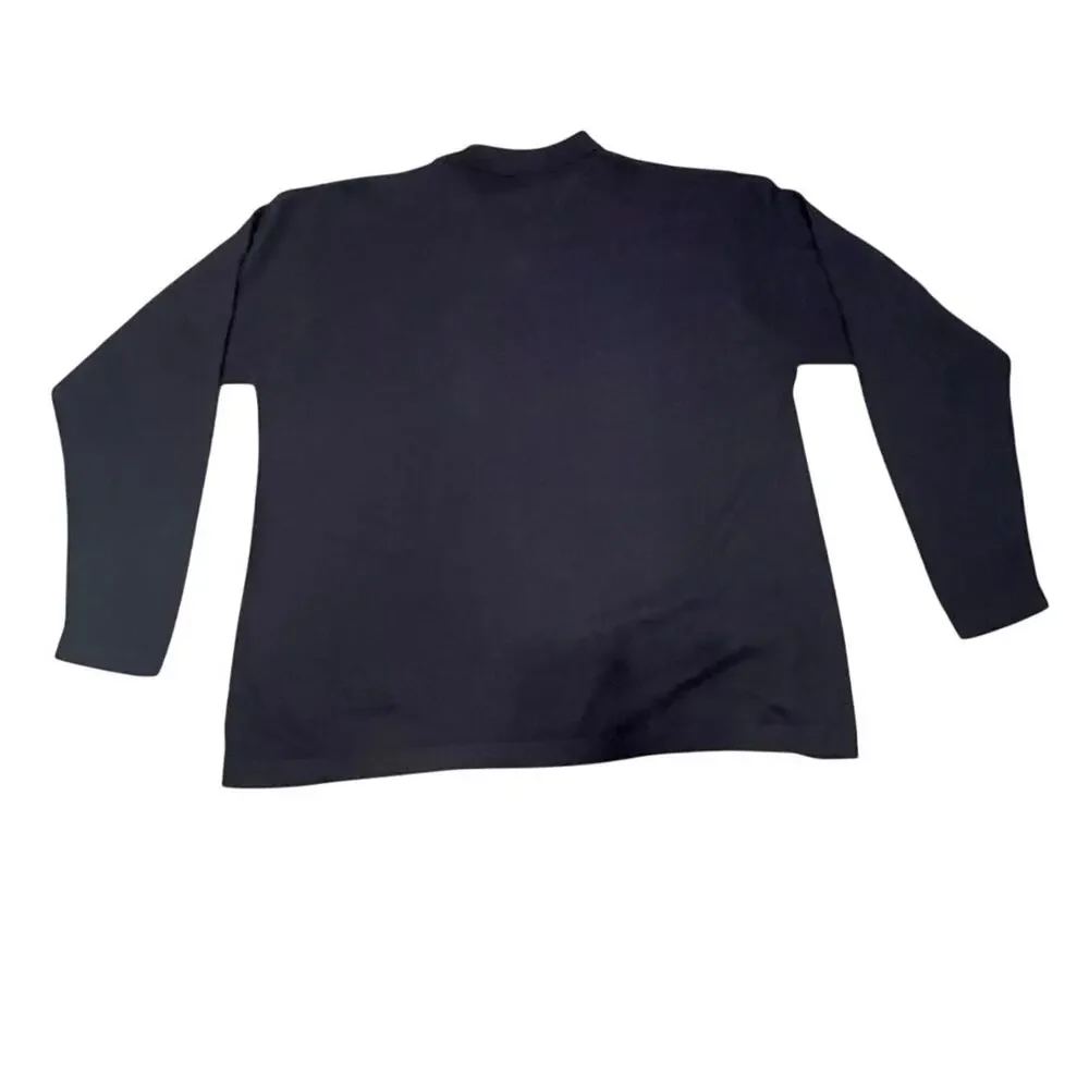Brandini Mens Black Long Sleeve 2-Button Polo Lightweight Sweater Size XL